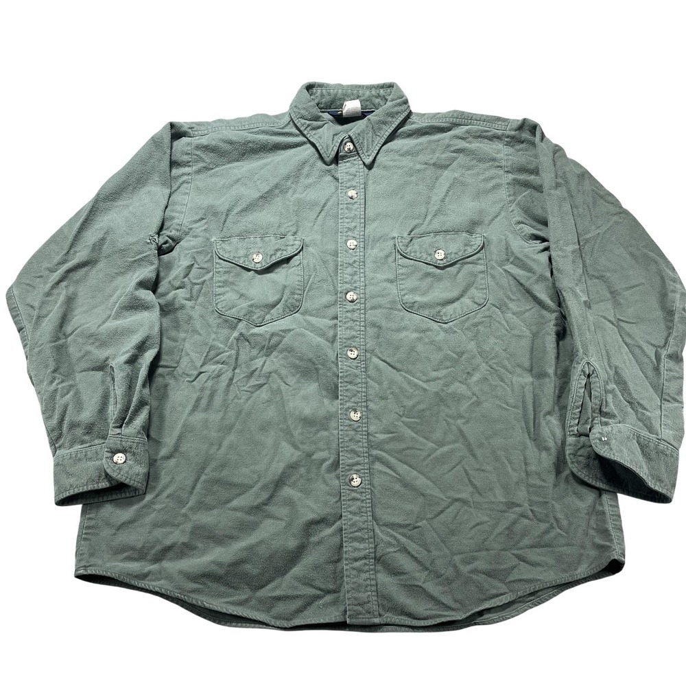 OshKosh B'gosh Shirt Mens M Green Flannel‎ Button Front Long Sleeve Workwear VTG